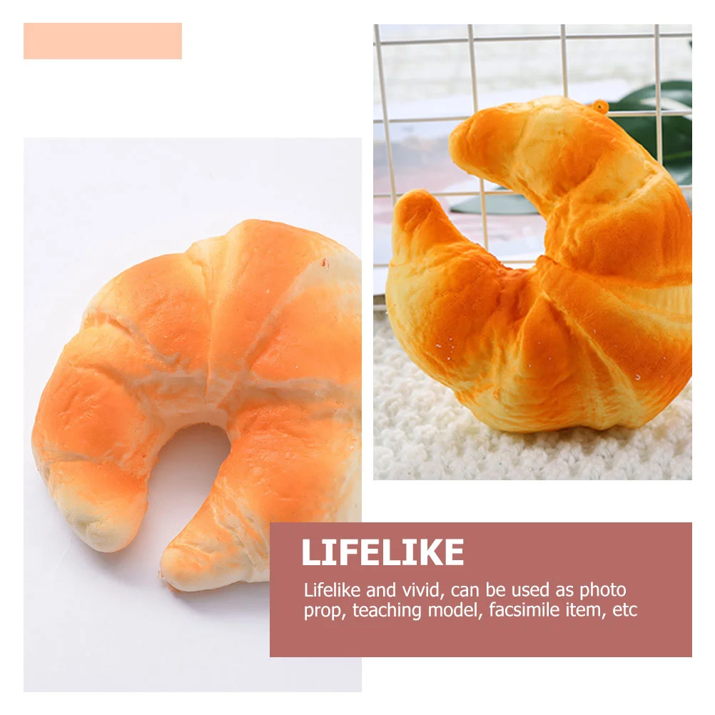 2 Pcs Simulated Bread Baking Model Fake Ornament Simulation Prop Food Toys Squeeze Pu Display