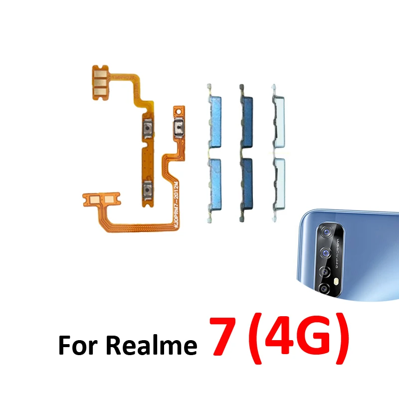 For Realme 7 4G RMX2155 Phone New Housing Volume Button Up Down Switch Key Internal On Off Flex Cable For Realme 7