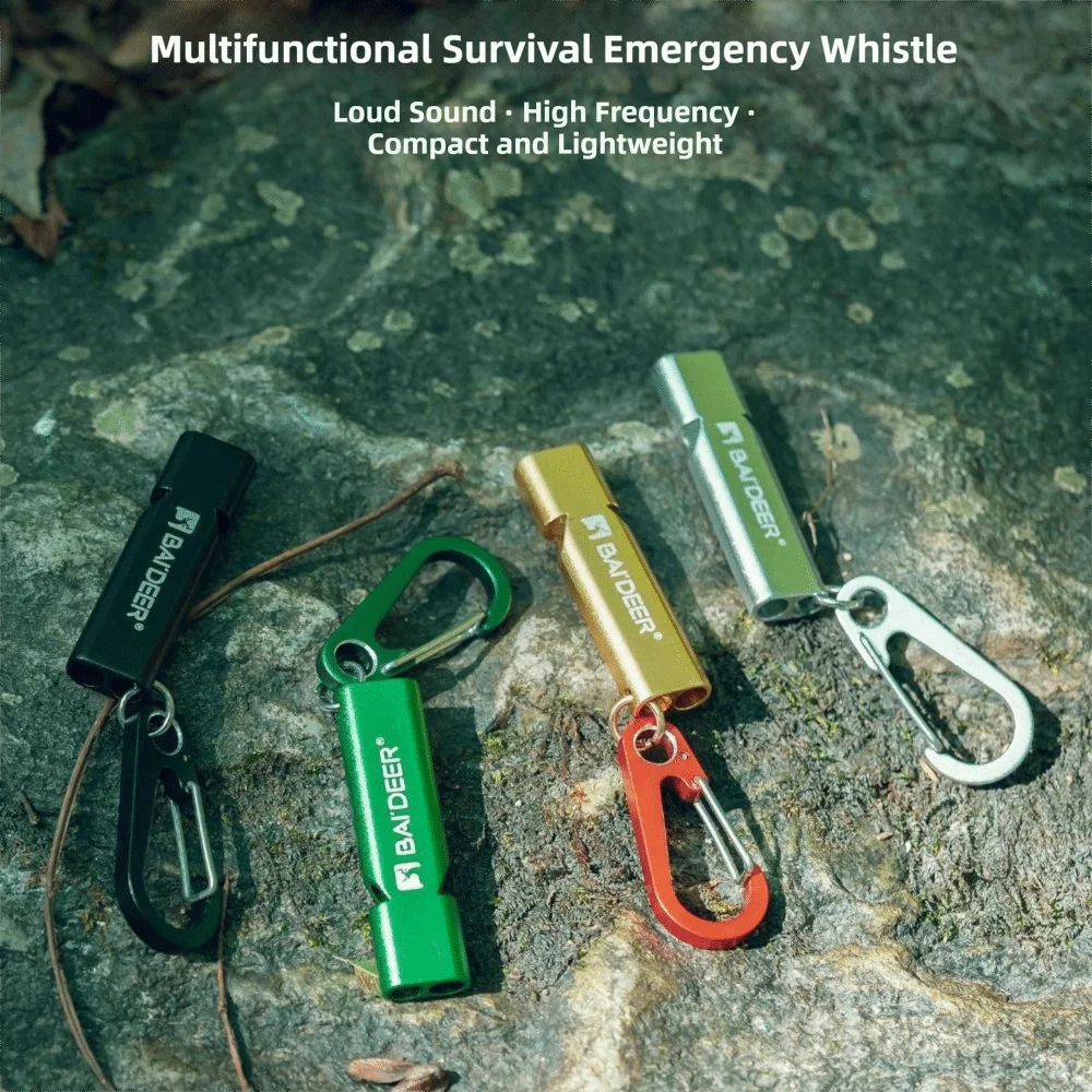 

Двухтрубный свисток из алюминиевого сплава с ремешком, портативный металлический свисток, громкий свисток для выживания, для походов