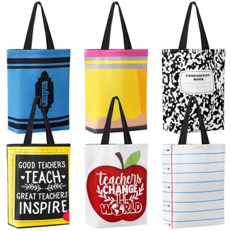 

Paterr Teacher Appreciation Gifts Bag Bulk for Women Teacher Canvas Tote Bags End of Year Gift Pencil Crayon Marble Notebook
