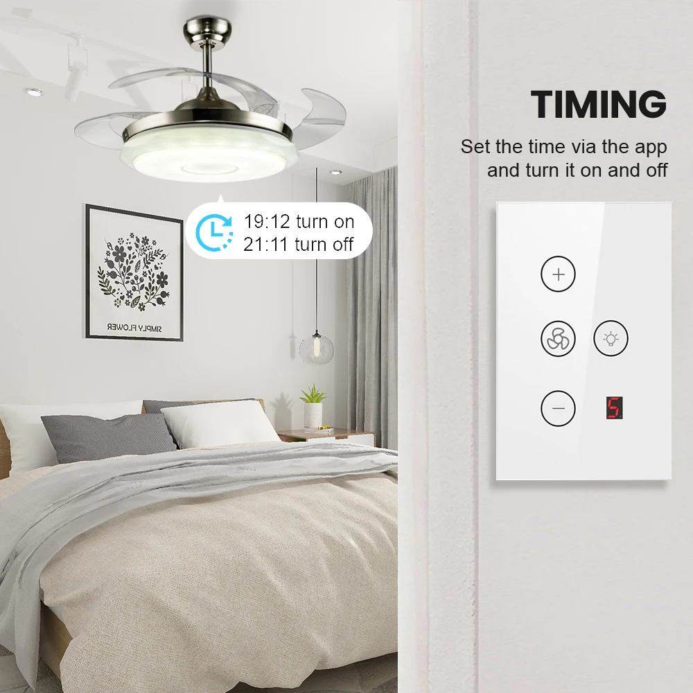 Tuya Zigbee Smart fan switch connessione di rete APP telecomando Alexa e Google Assistant AC110V 220V controllo vocale