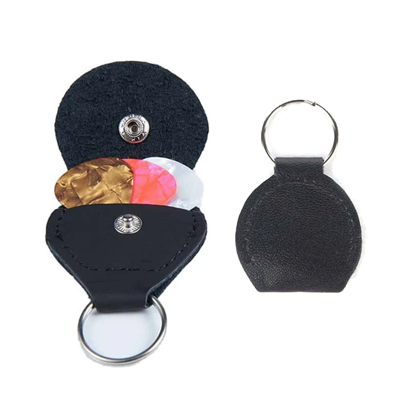  1Pc Leder Guitarra Plektrum Fall Tasche Gitarre Pick Halter Echte Schlüsselbund Form Gitarre Zubehör Lagerung Box Tragbare TMZ – Detail 5
