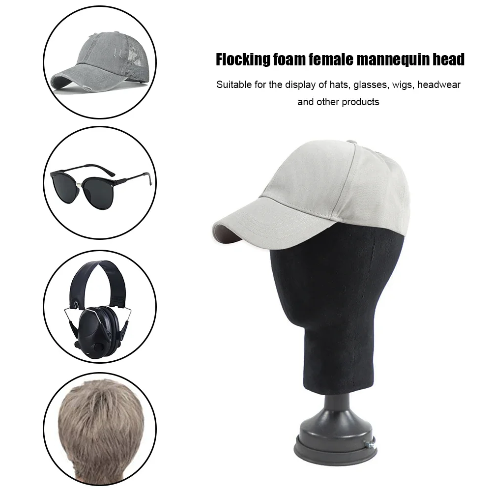 Mannequin Head Model Display Base Plate Wigs Caps Glasses Stand Holder Practical Flocking Foam Head Model Hat Wig Props Bracket