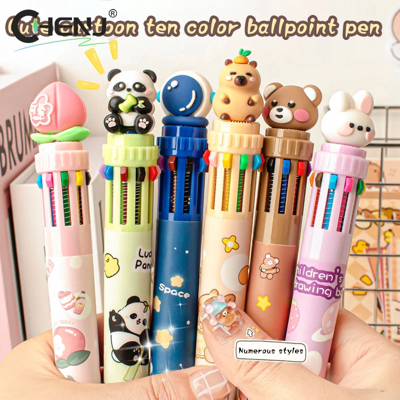 Cartone animato Capibara Animale carino 10 colori Penna a sfera Penna firma Studente scolastico Cancelleria Forniture per scrittura Regalo per bambini Penne divertenti