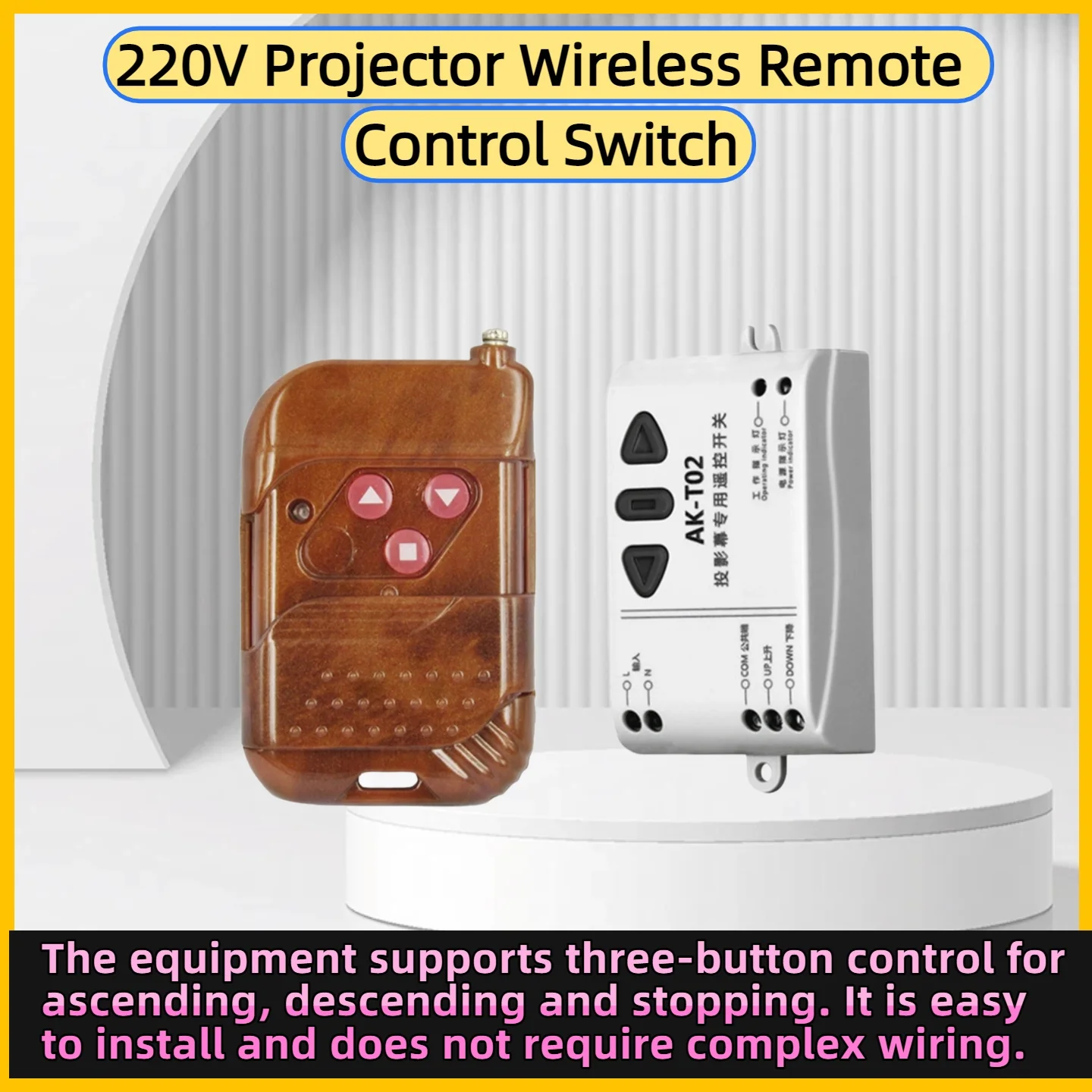 

Wireless Remote Control for Projection Screen AC220V Electric Screen Motor Controller Lift-Stop Function for Home Cinema