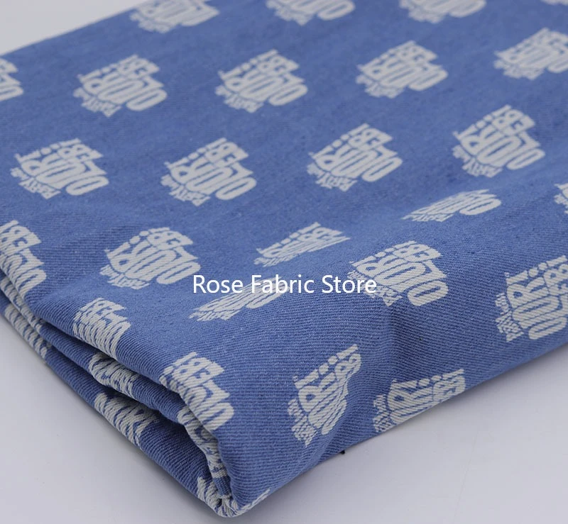 1 meter Letter-print washed twill denim fabric is used in high-end jeans, jackets, bags, hair accessories, and babydoll dresses