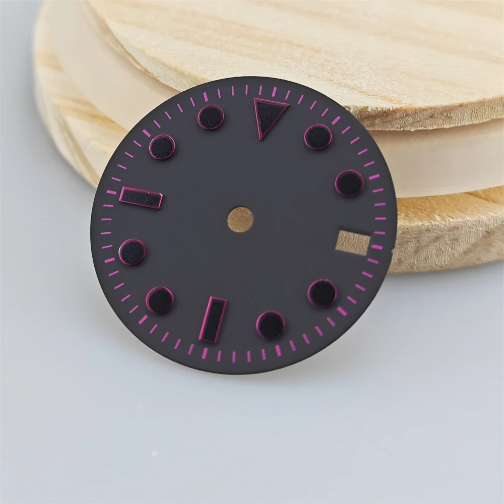 Modificado mostrador do relógio mecânico com superfície de brilho verde, assistir acessórios, DIY, luminoso, luminoso, 28,5 milímetros, NH35