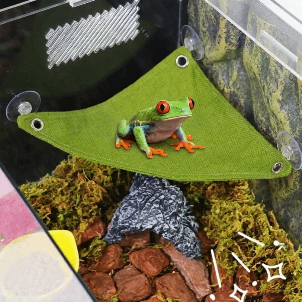 Pet Bed Suction Cup Lizard Triangle Hammock Lightweight Breathable Geckos Habitat Hanging Pet Climbing Net Habitat Decor