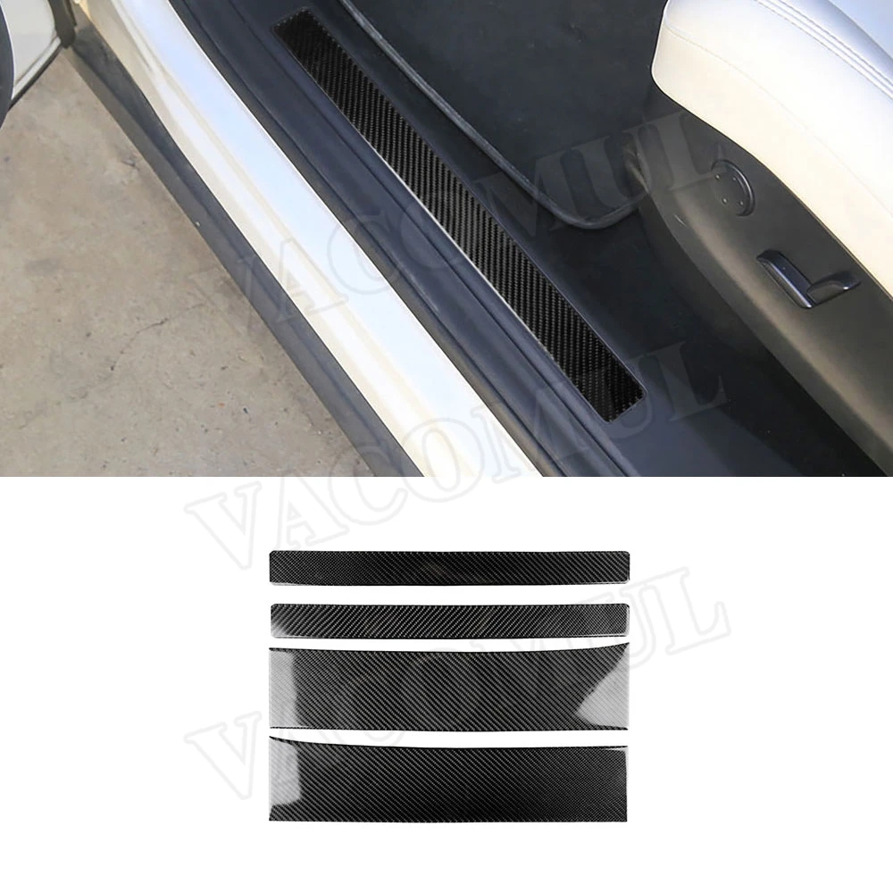 

Carbon Fiber Car Door Sill Protective Sticker Anti Scratch Scuff Pedal Guards Covers For Tesla Model X 2015-2019