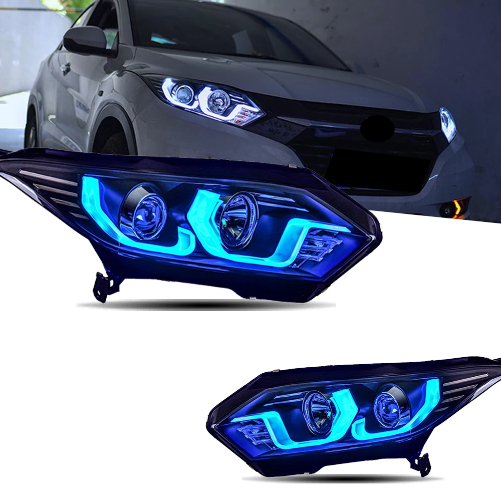 Headlight For Honda HRV Vezel Headlights 2015-2017 LED Head Lamp Car Styling DRL Signal Projector Lens Automotive Accessories