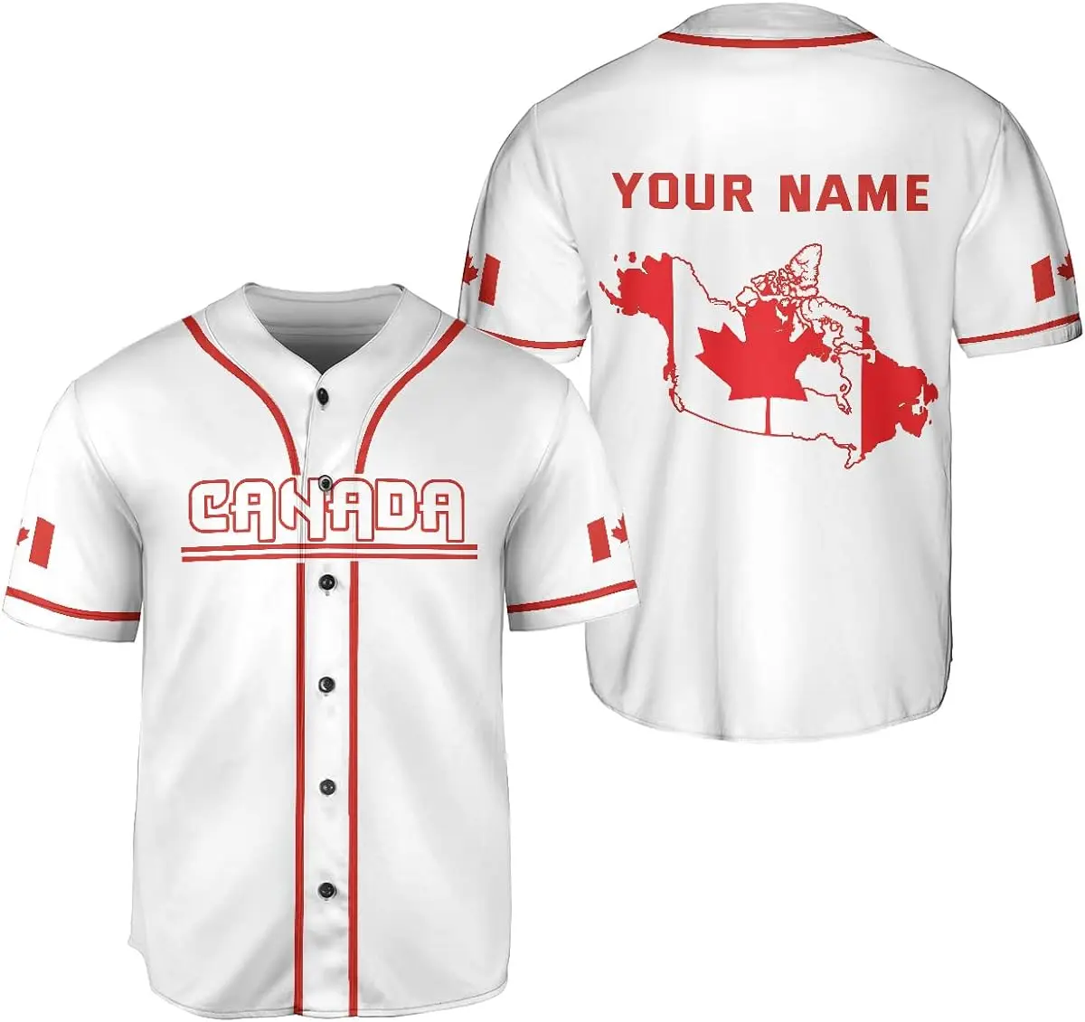 Custom Name Canada Flag Badge Baseball Jersey Men's Women's Short Sleeve Jersey Men's Streetwear Short Sleeve Sports T-shirt