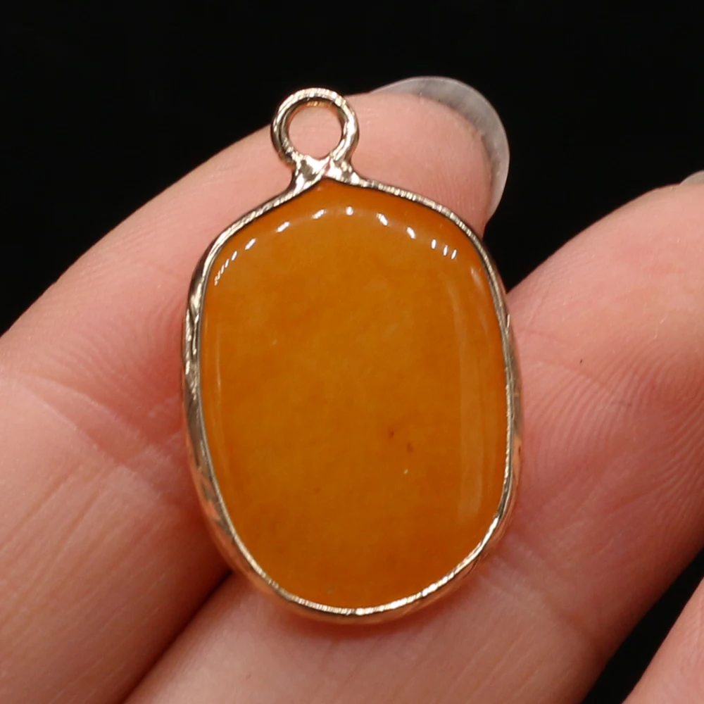 25x16mm Oval Shaped Gold Color Wrapped Pendant Natural Stone Crystal Agate Charms for Jewelry Making DIY Necklace Accessories