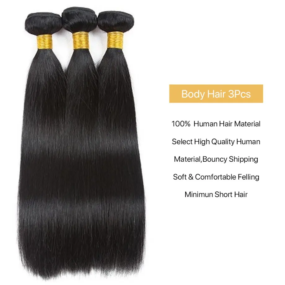 Yuan human hair bundles Bone Straight Bundles Remy Brazilian Hair Weave 1 3 4  Bundles Hair Extension Natural Black Human Hair