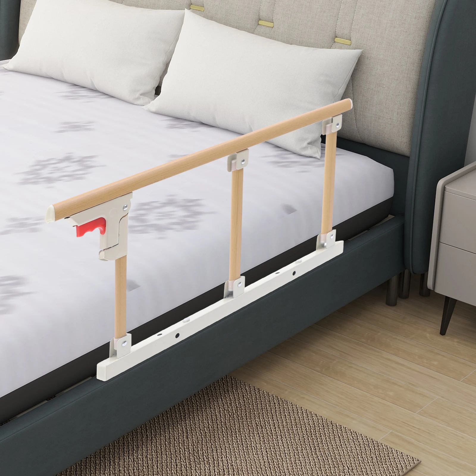 La riel de cama antideslizante ajustable de 3 posiciones admite hasta 300 libras, barandilla de cama de seguridad plegable de aleación de aluminio para adultos y ancianos