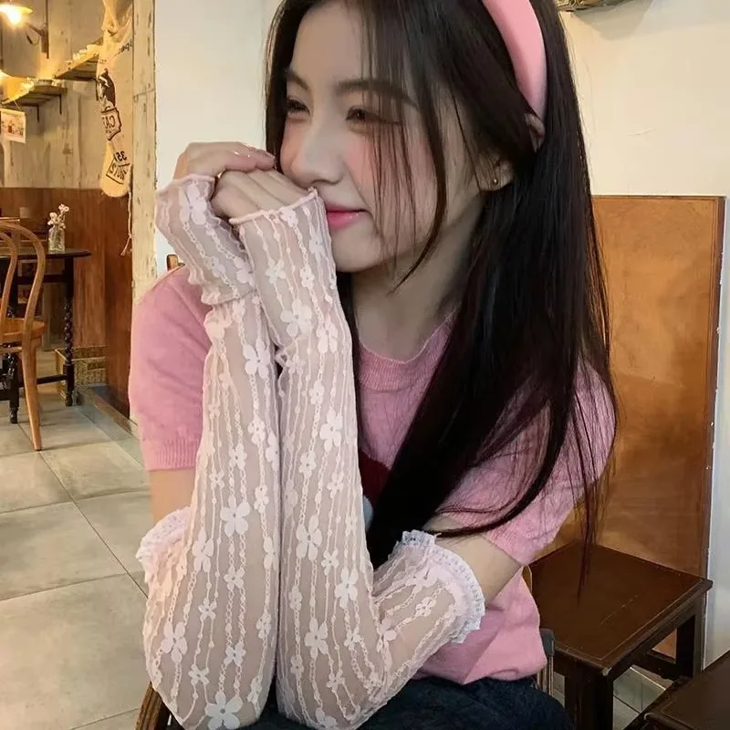 Mode Lange Spitze Handschuhe Hohl-Out Fingerlose Handschuh Frauen Sonnenschutz Ärmeln Mesh Spitze Dünne Hand Radfahren Handschuhe Gym handschuhe