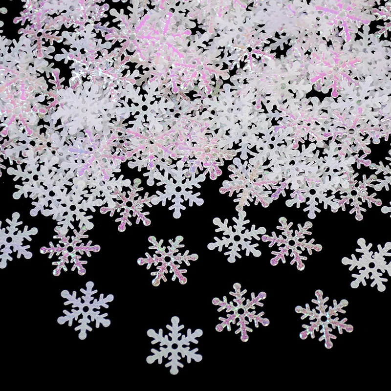 300pcs Christmas Snowflakes Confetti Xmas Tree Ornaments Christmas Decorations for Home Table Winter Party Cake Decor Supplies