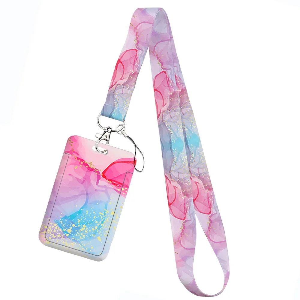 Love Marble Pattern Keychain Holder with Lanyard