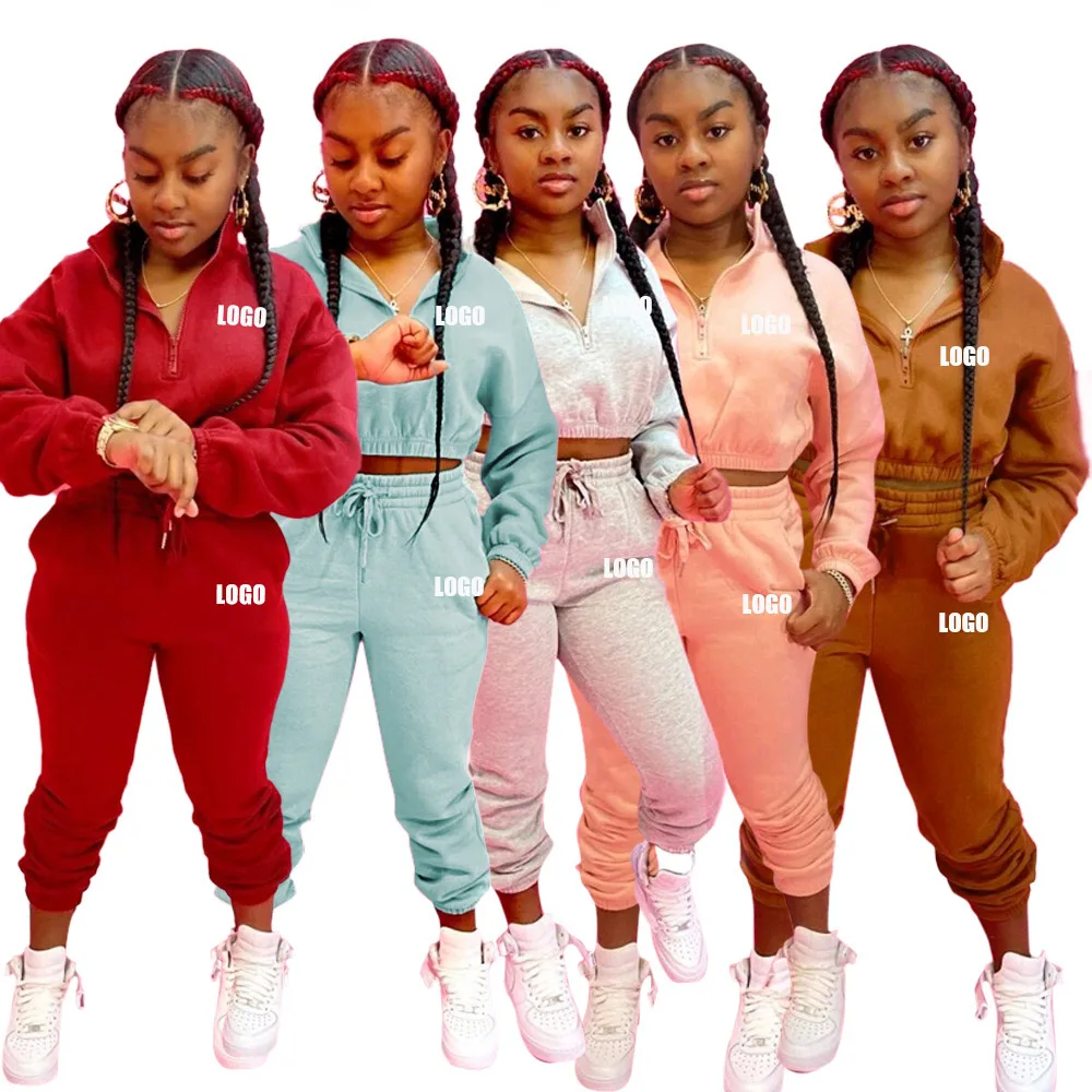 Customized LOGO women's fashion autumn and winter long-sleeved trousers thickened sweater casual sports suit