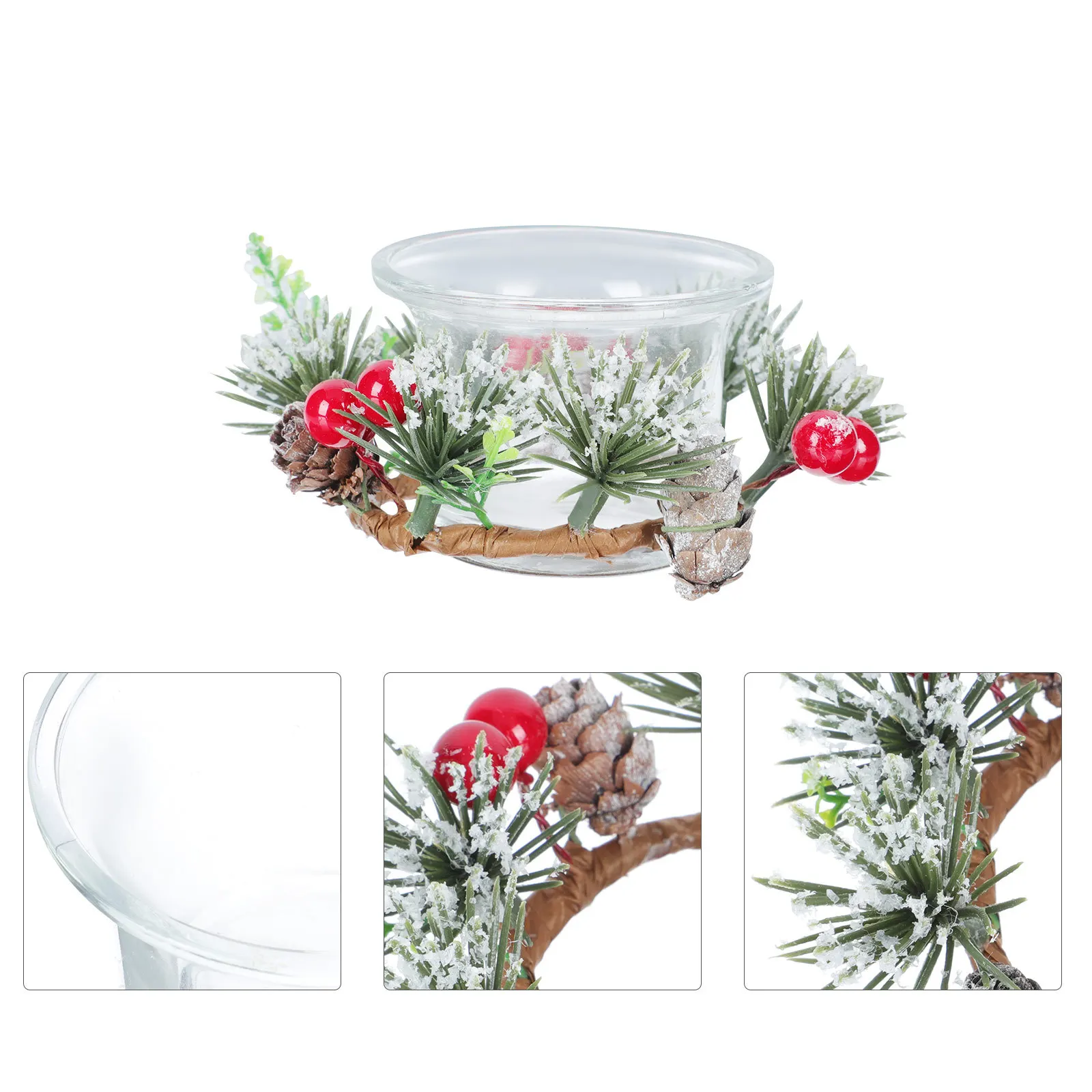 

1 Set Christmas Holder Simulation Garland Candlestick Xmas Wreath Tray Dining Table Centerpiece Winter Home Decor Advent