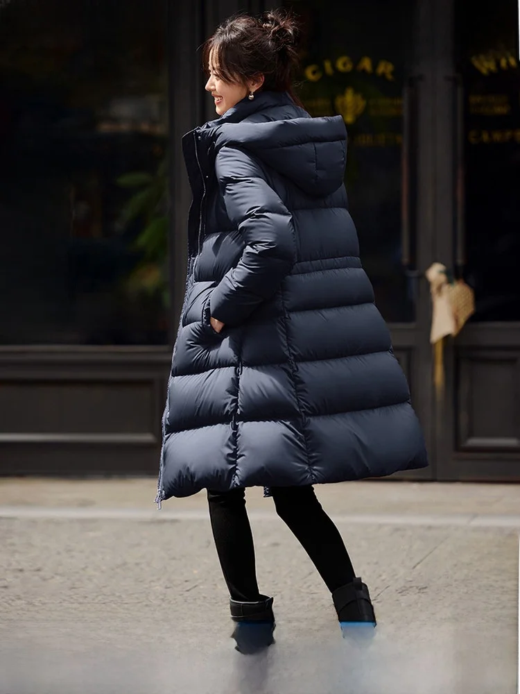 

Пуховое пальто средней длины с застежкой на талии от Mo Han Mei Sli, утягивающее универсальное пуховое пальто Du для зимних поездок на работу