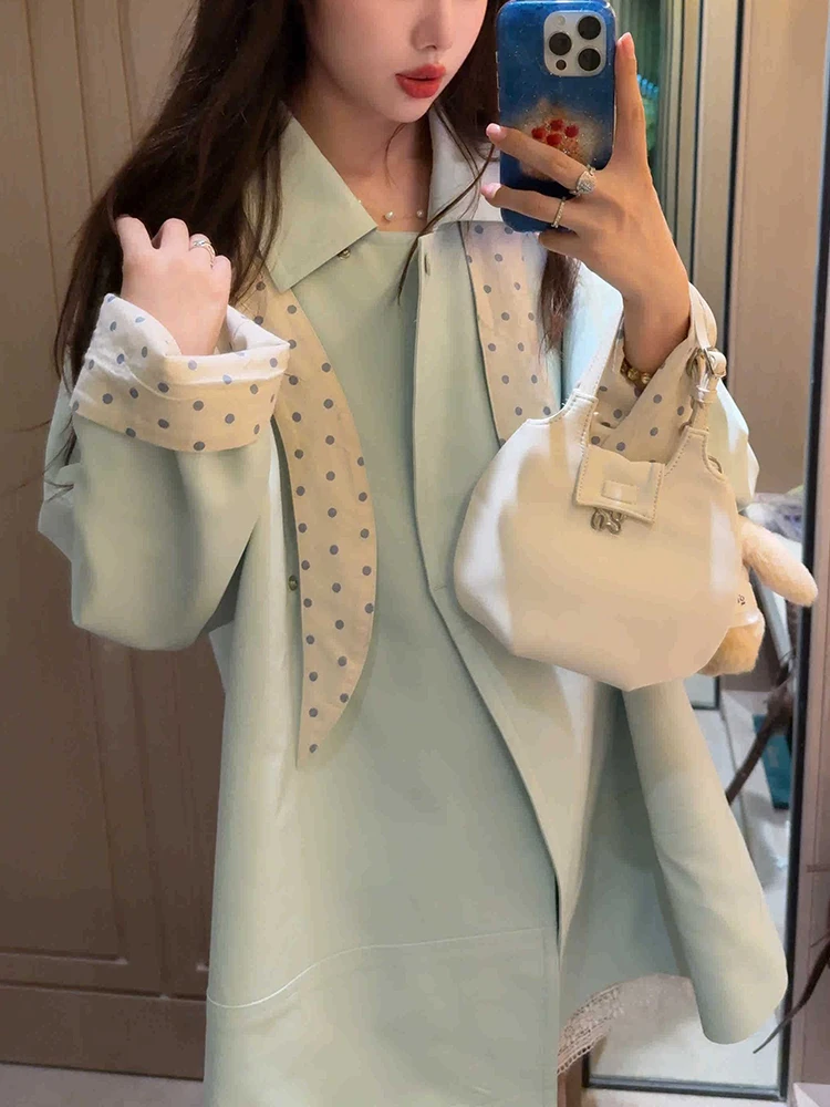 

Loose Casual Women's Windbreaker Coat Detachable Collar Korean Design Mid-Length Autumn New Sle Faionable Ladies' Outerwear