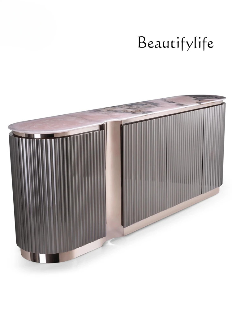 

Modern light luxury restaurant rock slab dining side cabinet, Italian entrance entrance partition decorative cabinet furniture