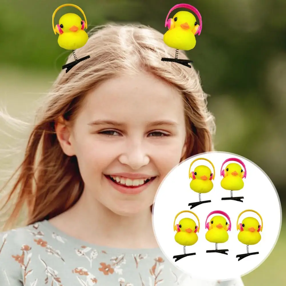 Cute Hair Accessory 5pcs Cute Plush Duck Hair Clip Set for Girls Funny Christmas Gift Little Yellow Duck Hairpin for Children