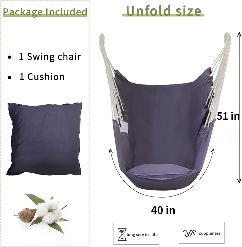 Supporto per sedia amaca con altalena, resistente alle intemperie, massimo 450 libbre, design salvaspazio per uso interno/esterno (grigio)