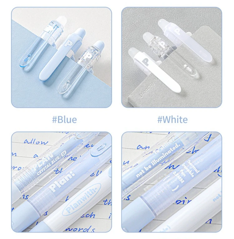 Planwith 3 Teile/satz Löschbaren Gel Stift Schreibwaren Student Schule Acsesories Stift 0,5mm Kristall Blau Tinte Seite Drücken Schreiben liefert – Detail 11