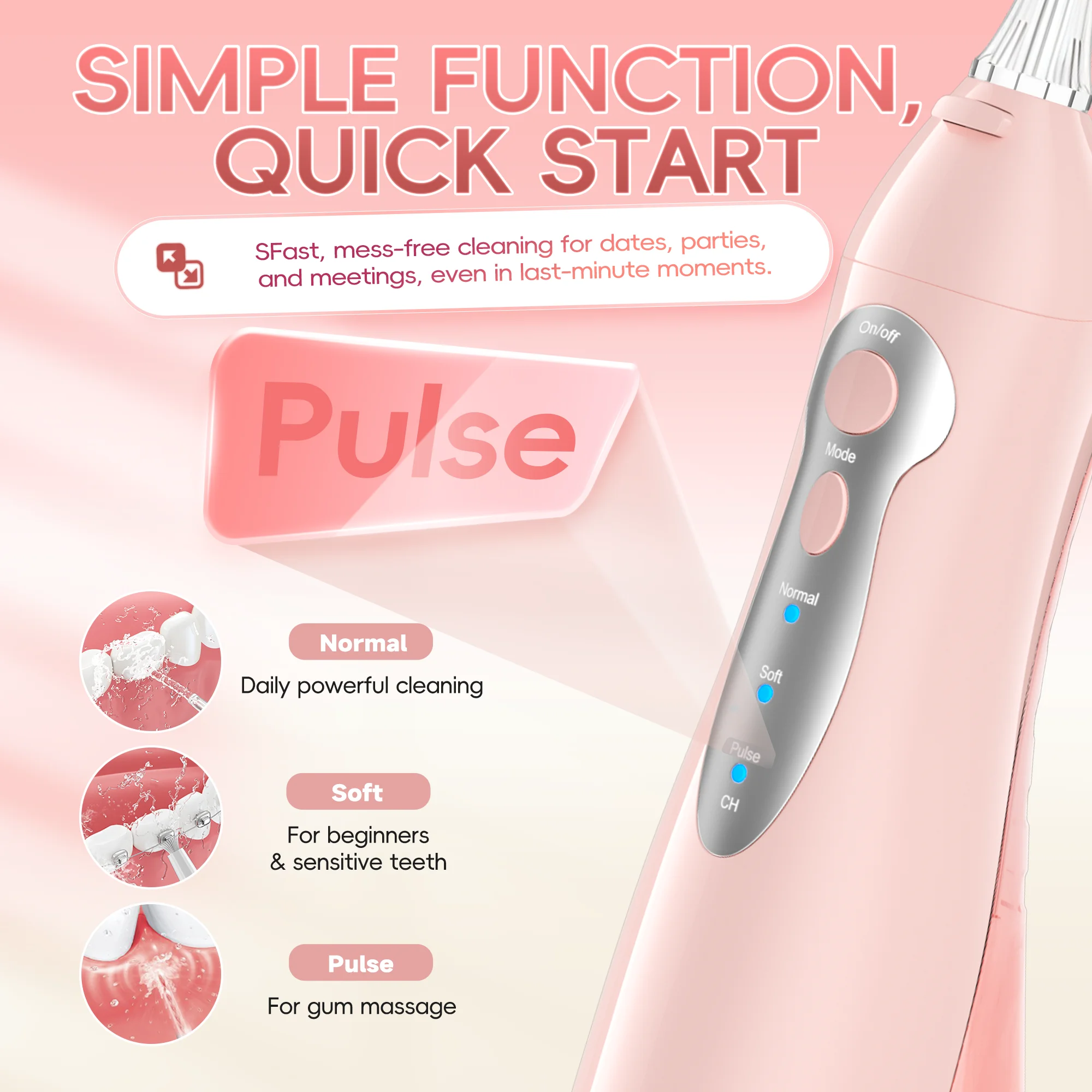 Portable Water Flosser & Electric Toothbrush Combo, Deep Teeth Cleaning, Gum Care, Rechargeable Oral Care Set for Home Travel view 3