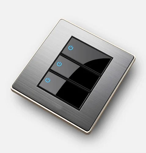 Imagen 2 del producto Interruptor de luz de pared para el hogar, Panel de acero inoxidable, interruptores de botón de espejo, indicador LED, 1, 2, 3, 4 entradas, 1, 2 vías