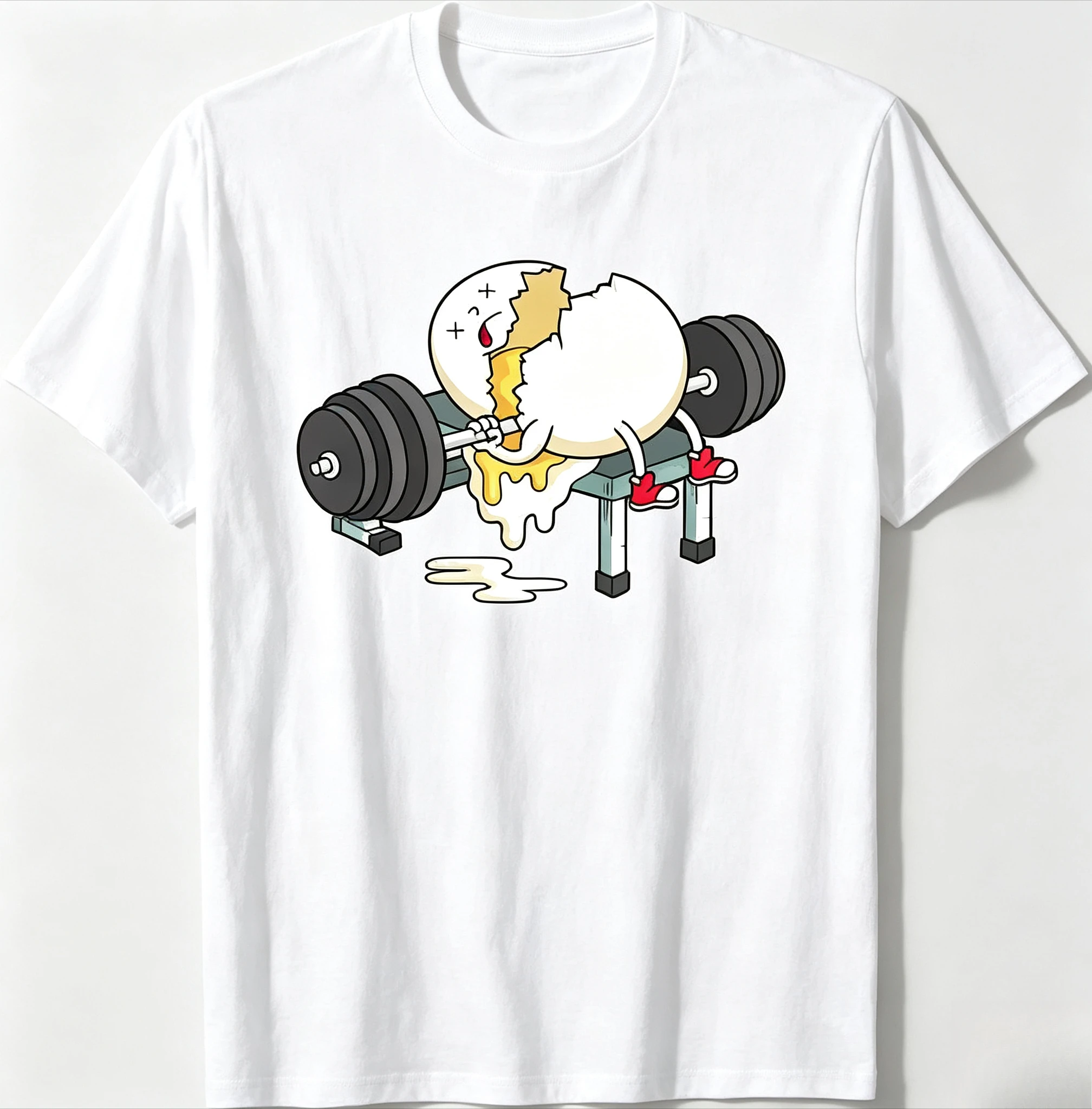Funny Smashed Egg Fitness Graphic Printed Women Tee Gym Barbells Lifting Workout Tee Korean Style Women Classic Short Sleeve Tee