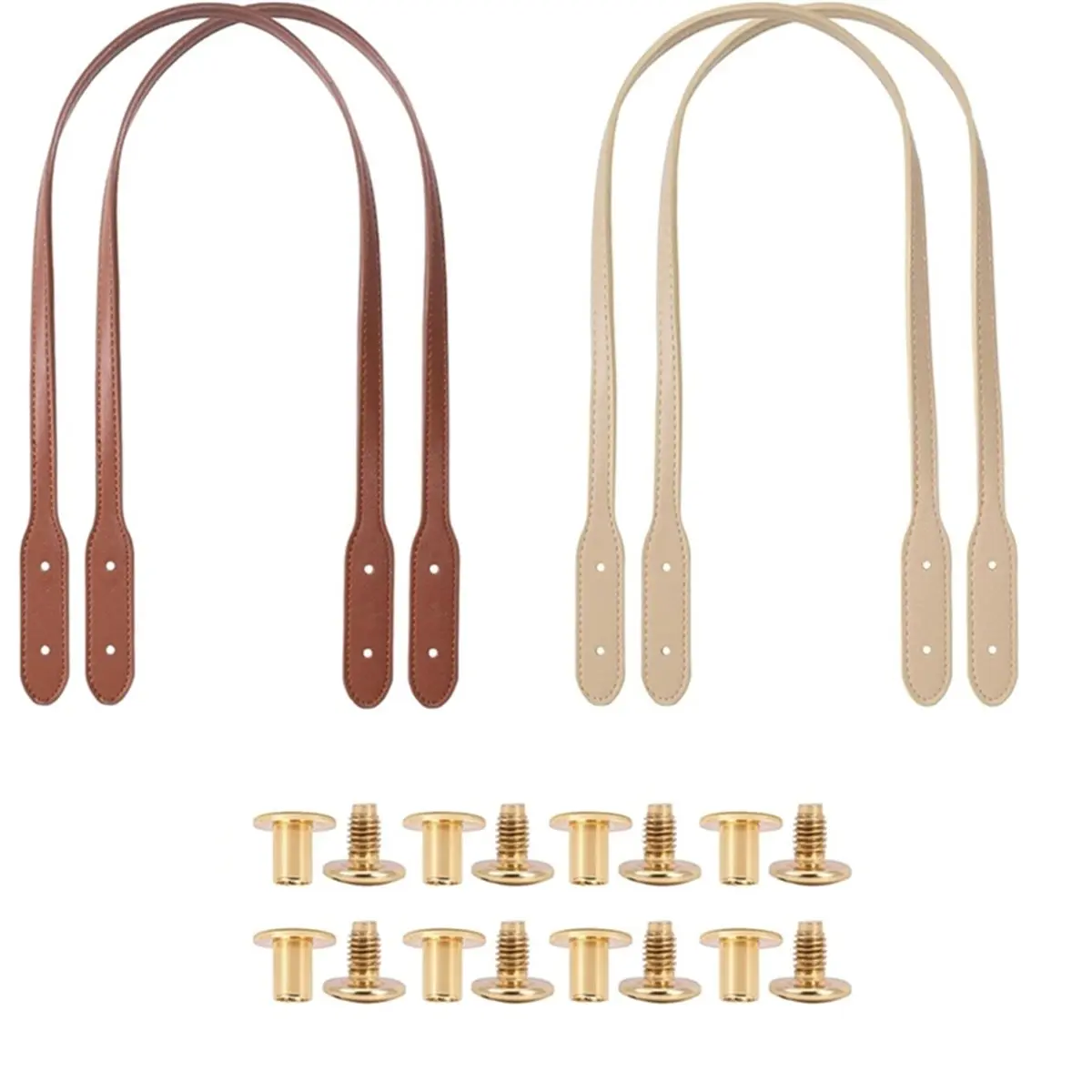 Best sales 2026 4pcs PU Leather Purse Bag Handles, Wraps Mount Handbag Band with Rivets, Sew on Short Bag Belt Strap Replacement
