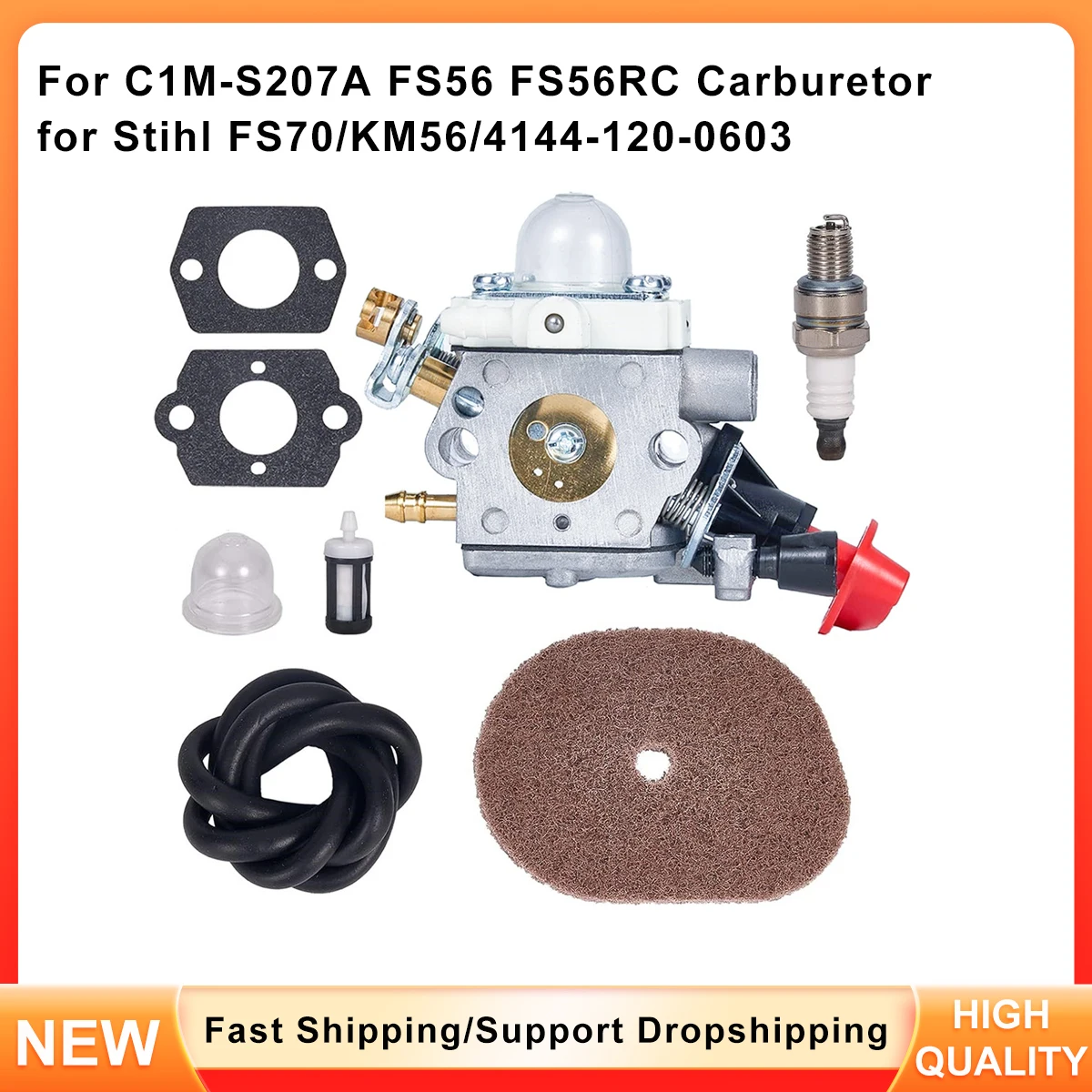 

Replacement Carburetor Kit for STIHL FS56 FS70 KM56 Grass Trimmer - OEM C1M-S207A 4144-120-0603