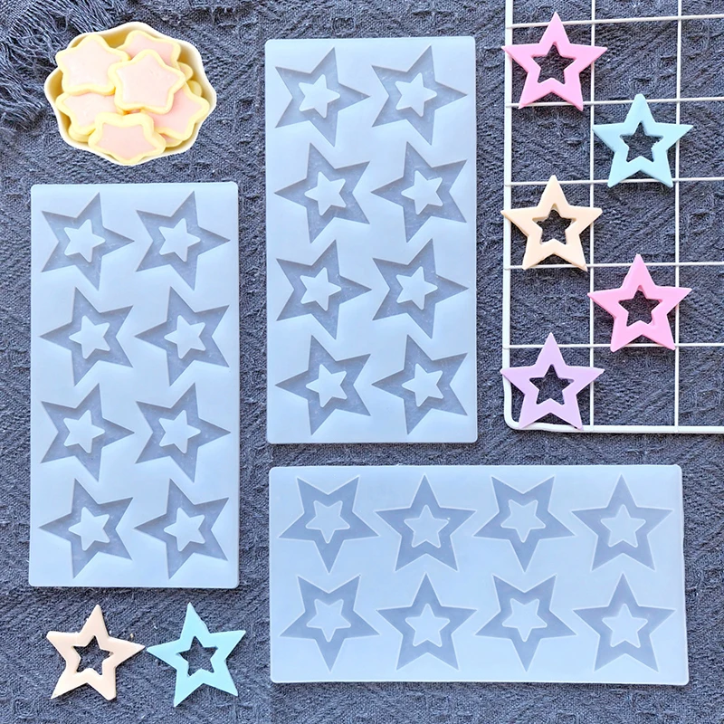 

DIY полая пентаграмма шоколадная силиконовая форма, сахарное украшение торта ручной работы капельный клей форма ремесло подарок