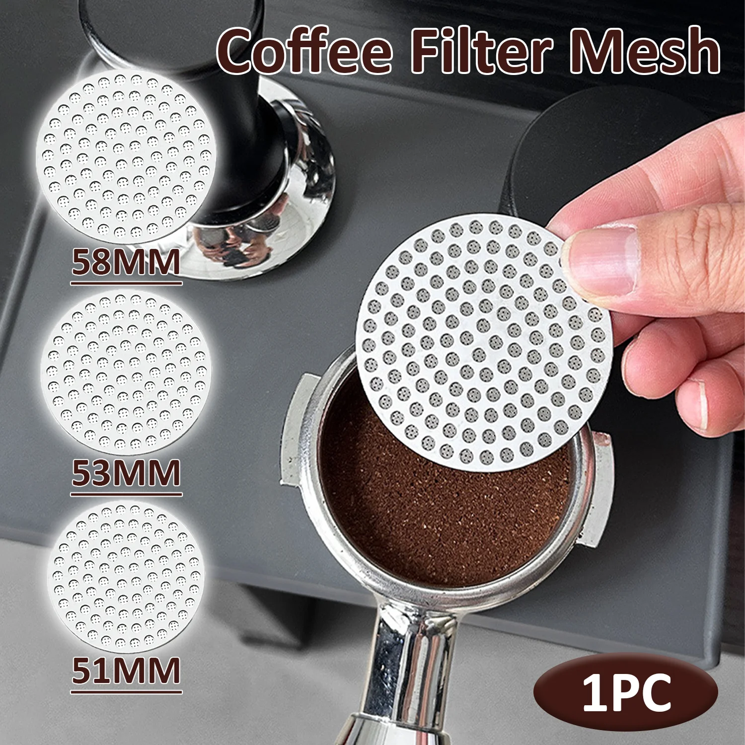 51/53/58mm Wiederverwendbare Kaffee Filter Mesh Edelstahl Kaffee Puck Bildschirm Doppel Schicht Feine Filter Bildschirm espresso Zubehör