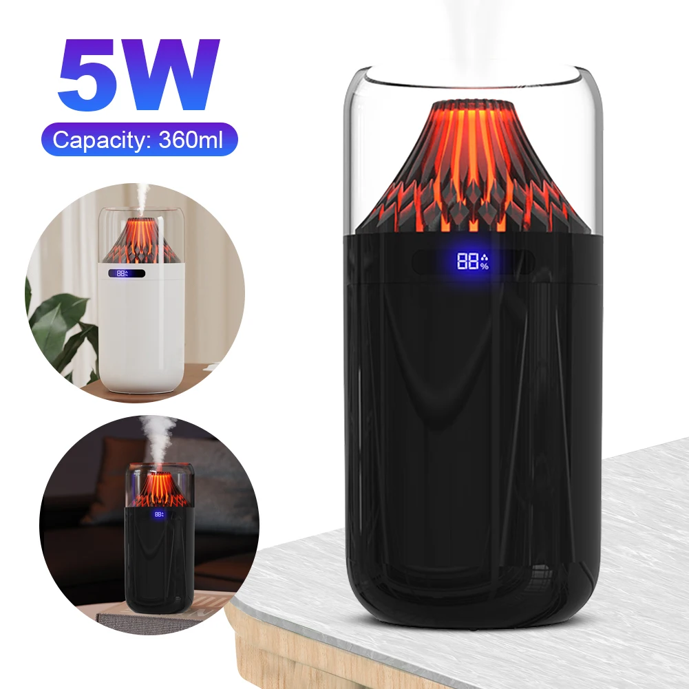 Volcano Air Humidifier with Colorful Night Light Car Mist Spray Maker Aroma Essential Oil Diffuser for Auto Interior Decoration