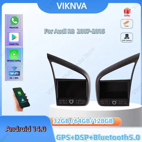 아우디 R8 2007-2015용 카플레이 카 라디오, 안드로이드 스크린 플레이어, GPS 네비게이션, 스테레오 헤드 유닛, IPS 스크린 탑재 차량용 오토 스테레오
