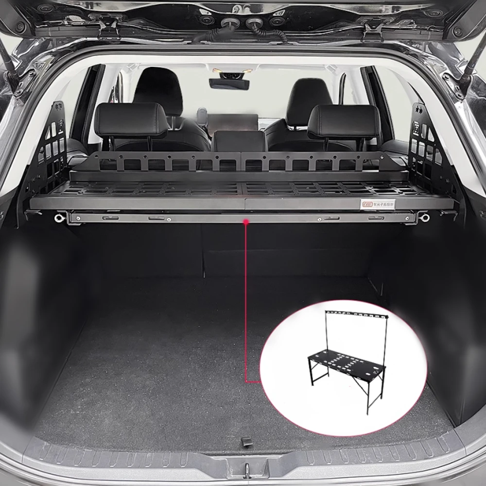 CGZ Outdoor Table Fit for Toyota RAV4 2019-2024 Rear Trunk Shelf Cargo Racks Molle Storage Panels Basket