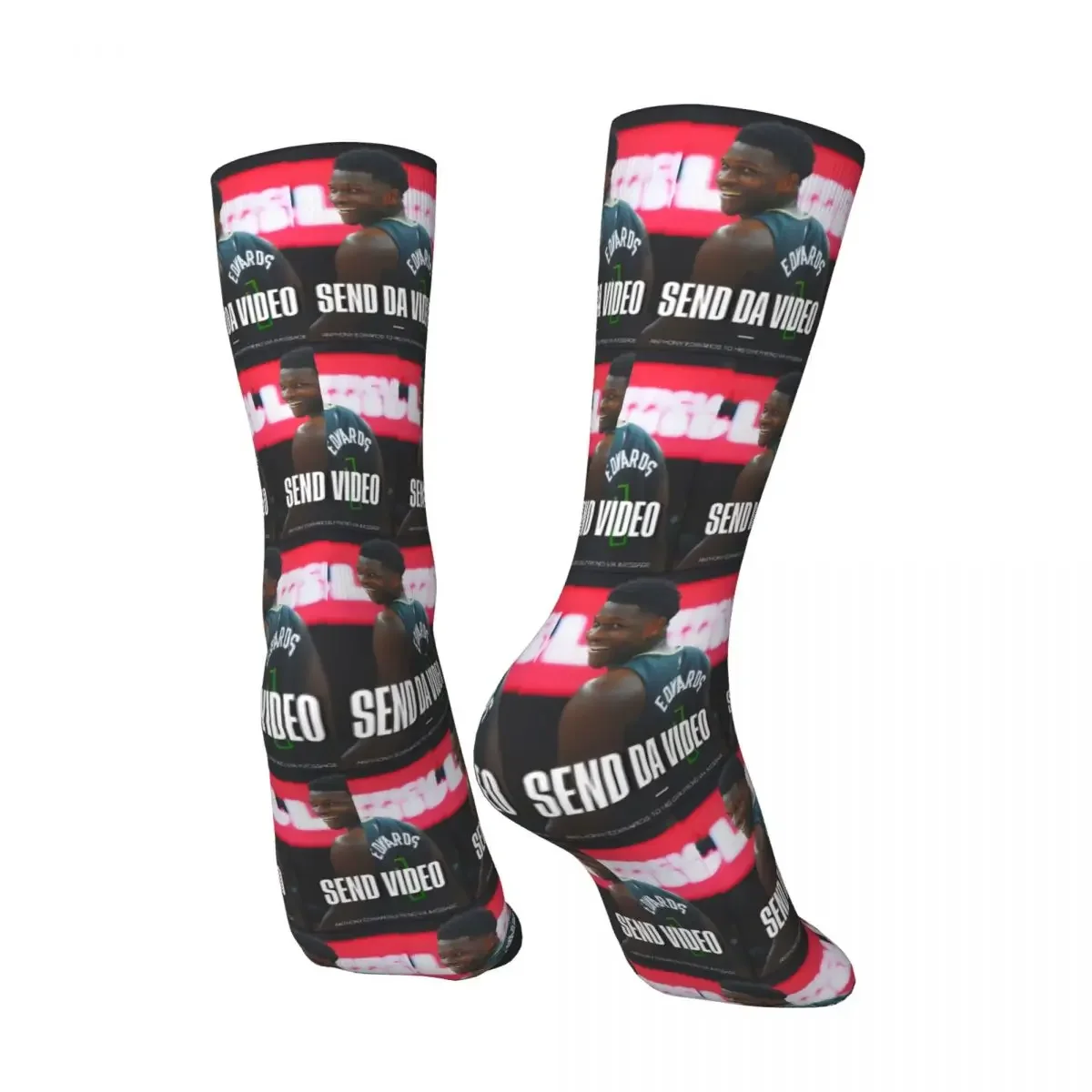 Funny Crazy Sock for Men Hip Hop Harajuku Anthony Edwards Happy Quality Pattern Printed Boys Crew Sock Novelty Gift