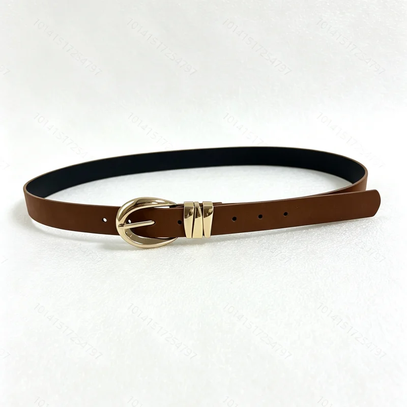 Ladies' waist belt with thin velvet three circle metal buckle Y2K simple and versatile, suitable for daily commuting with jeans