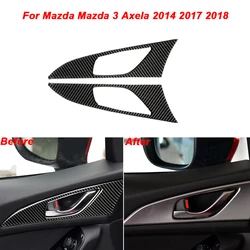 2pcs Car Door Bowl Handle Carbon Fiber Stickers Trim Covers For Mazda Mazda 3 Axela 2014 2017 2018 Styling Accessoire Voiture