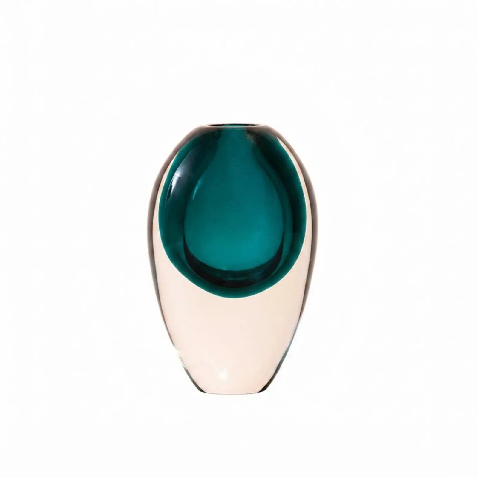 Teardrop Art Glass Bud Vase Bi Color Decorative Vase for Modern Home Tabletop Flower Holder