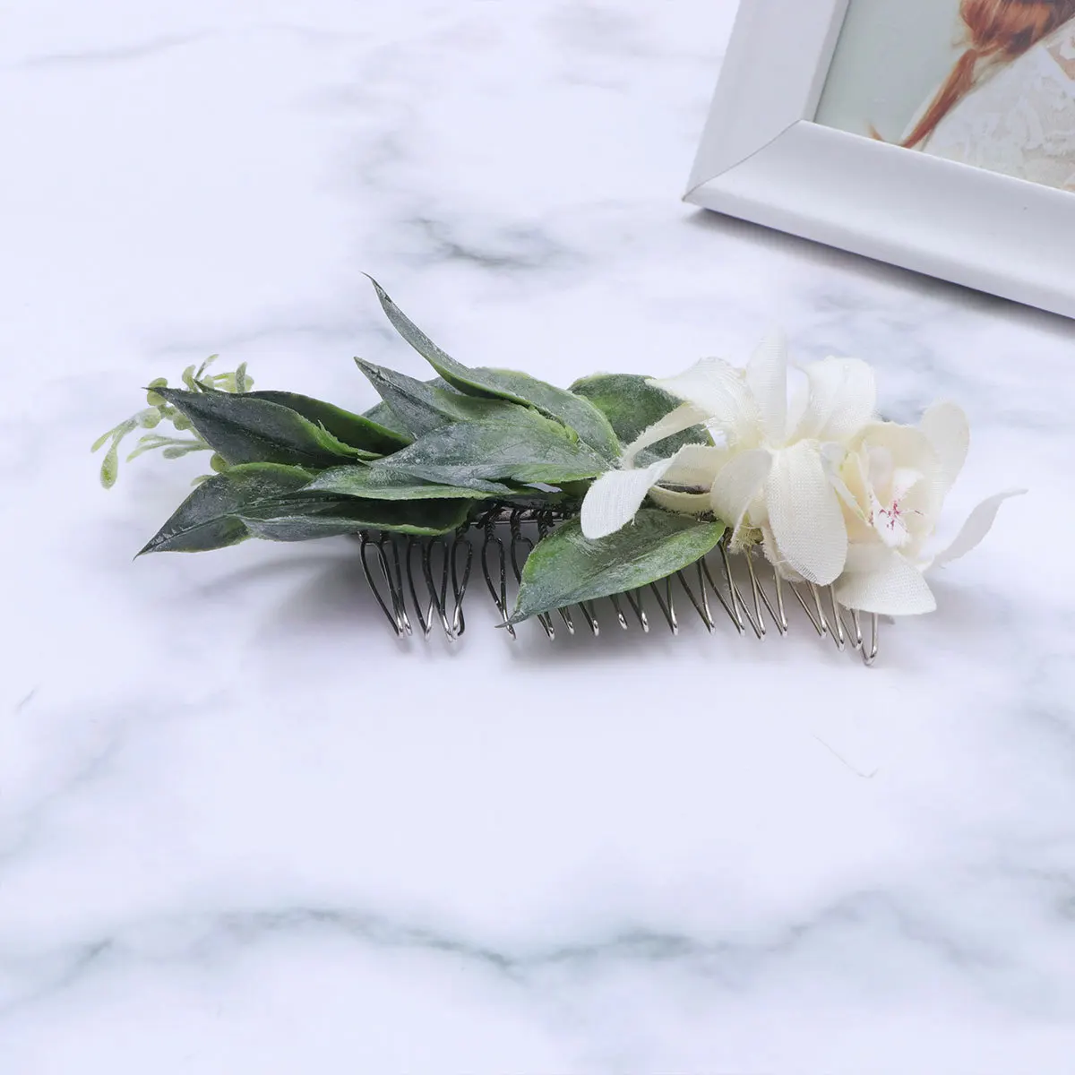 

Flower Hair Comb White Simulation Mosaic Manual Wedding Bride Engagement Photography Hair Decoration Flower Headdress