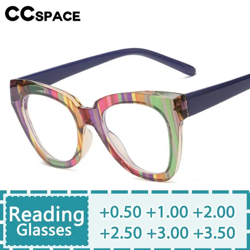 여성용 레인보우 컬러 독서 안경, 두꺼운 빈티지 고양이 눈, 광학 노안 안경, 디옵트릭 + 50 ~ + 350, R57425 패션