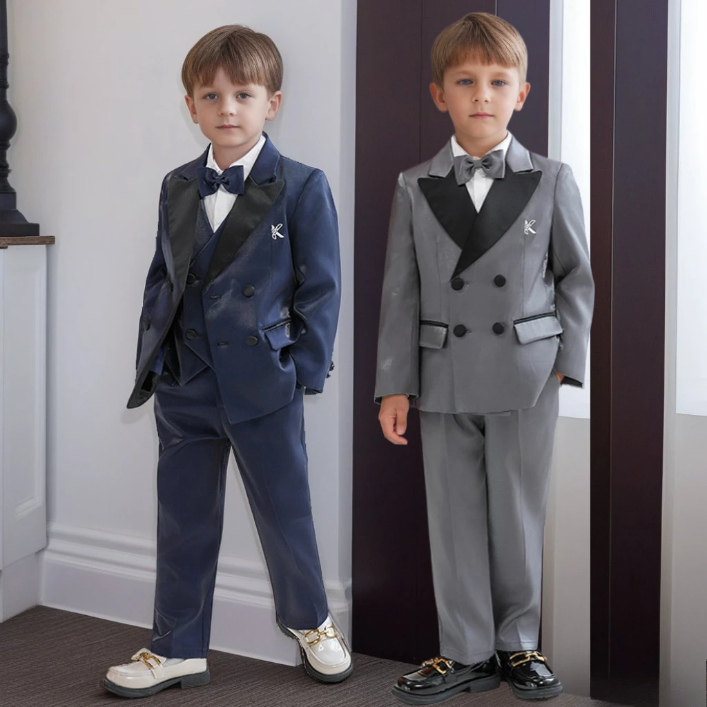 

Boy First Birthday Photo Shoot Costume Autumn Boys Wedding Suit Set British Kids Piano Recital Host Performance Blazer Outfits