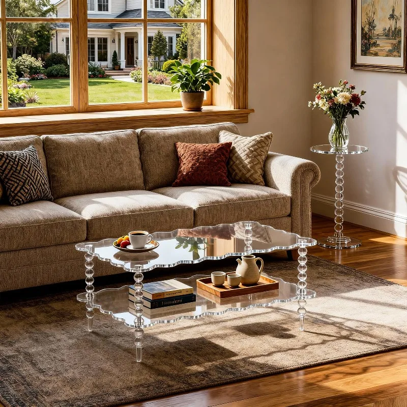 Acrylic Coffee Table Modern Simple Living Room Sofa Side Few Rectangular Gourd Foot Storage Double-layer Table