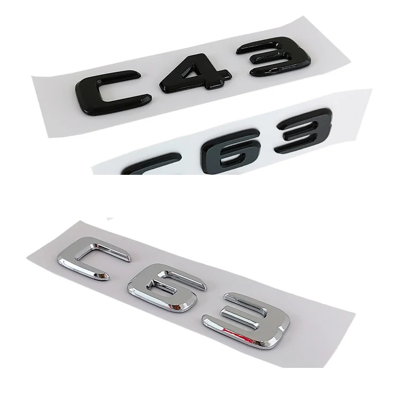 3D ABS Chrome Car Styling Emblema Traseiro Tronco, Decalque Emblema, C43, C63, C65, G65, Adesivo para Mercedes Benz W203, W204, W205, Acessórios