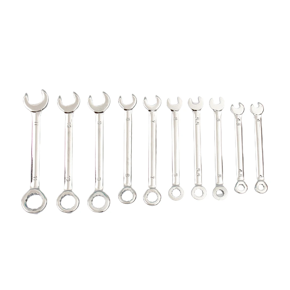 Handy Portable Tool 10pcs Combination Spanner Set for Metric and SAE Bolts and Nuts Quick Access and Efficient