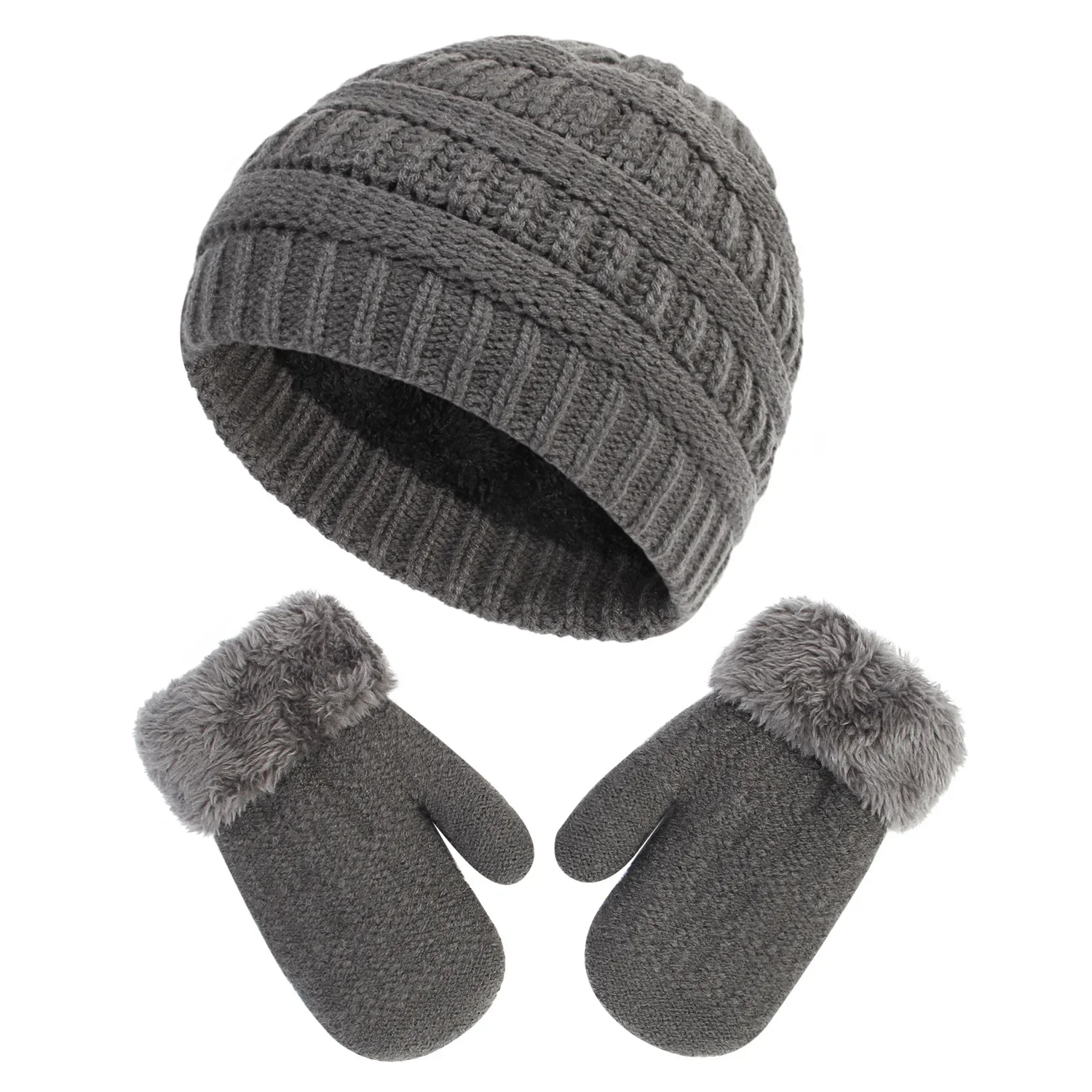 Gorro y guantes de punto para niños, 2 piezas, terciopelo cálido